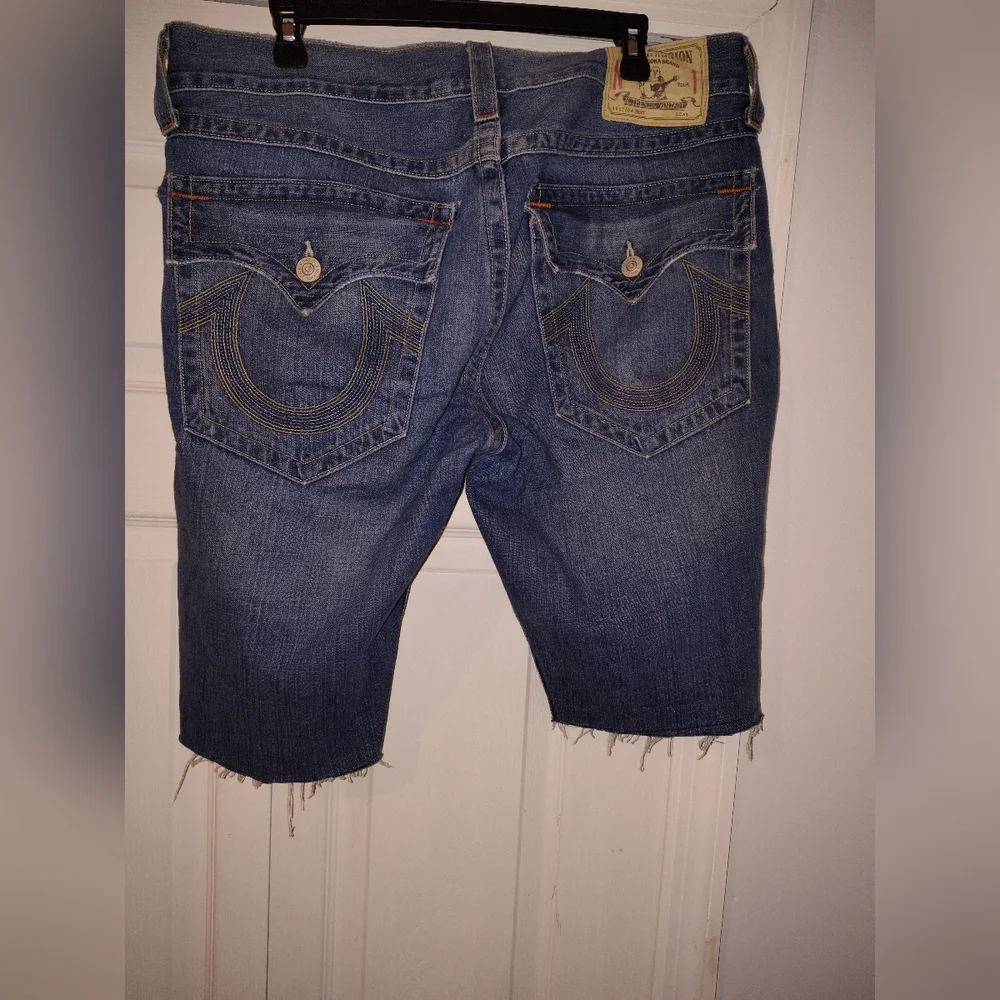 True Religion Distressed Blue Jean Shorts